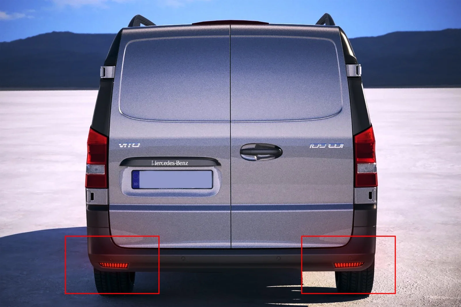 ANGRONG Black Lens LED Rear Bumper Reflector Brake Stop Light For Mercedes Benz W447 Vito V-Class 14-19