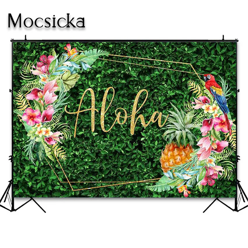 Fondo Mocsicka Aloha para flores tropicales, decoraciones hawaianas para fiesta de cumpleaños, Baby Shower, foto de fondo, suministros para fiesta