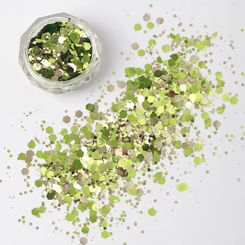 1jar Mix Farbe blau weiß Pailletten für Nail Art Meerjungfrau Nagel Glitter Flocken Sechseck Paille tte glänzenden Spiegel Pailletten Zubehör