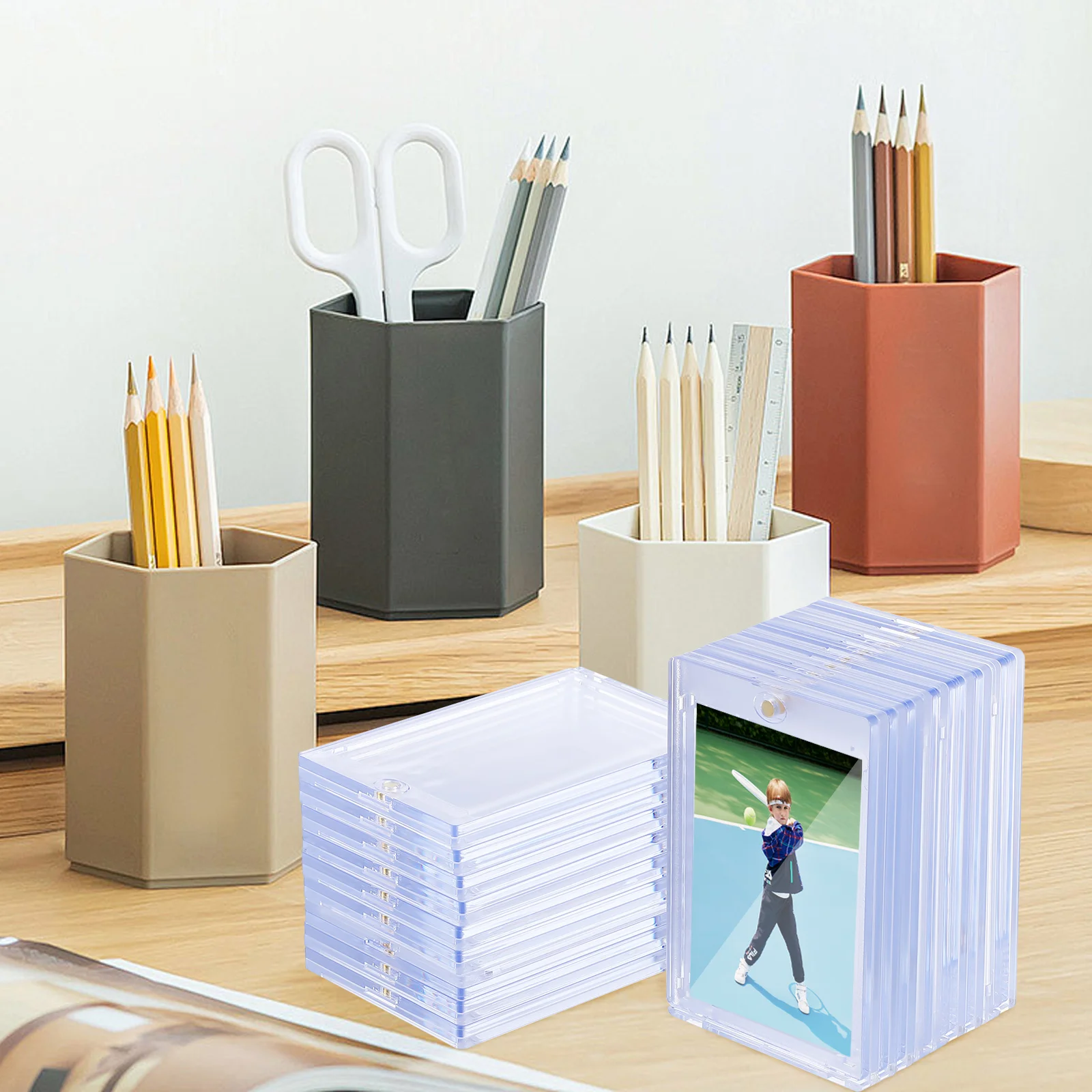 

18Pcs Clear Magnetic Card Holders Sturdy Trading Card Protectors for Sports Gaming Cards Easy Display and Scratch Resistant