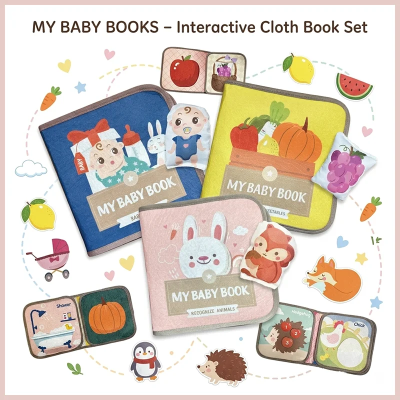 Montessori Quiet Busy Book Baby Early Educational Fabric Cloth Book Toddler Sensory Activity Book for Kids