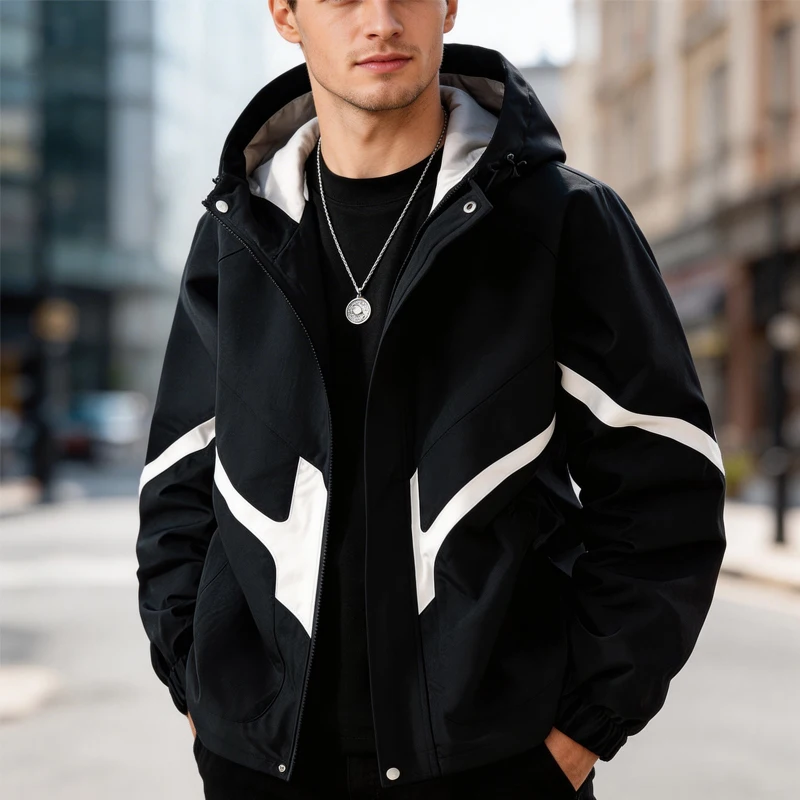 

New Spring Men's Jacket Hooded Versatile Casual Oversized Trendy Top Jackets Men Clothing Korean Fashion Streetwear Trendy Coats