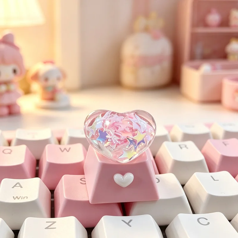 1pcs Personalized Keycaps Pink Crystal Ball Supplement and Replacement Single Keycap DIY Handmade Girl Gift