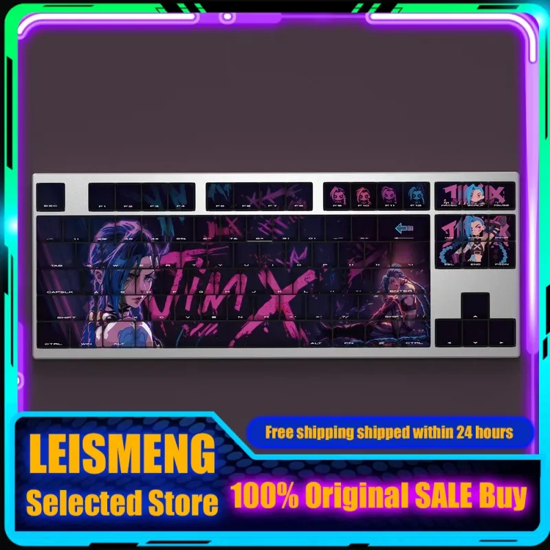 

Anime Keycap LOL Twin Cities War Jinx Theme Mechanical Keyboard Cherry Profile PBT Custom Cute Keycap Side Engraved Translucent