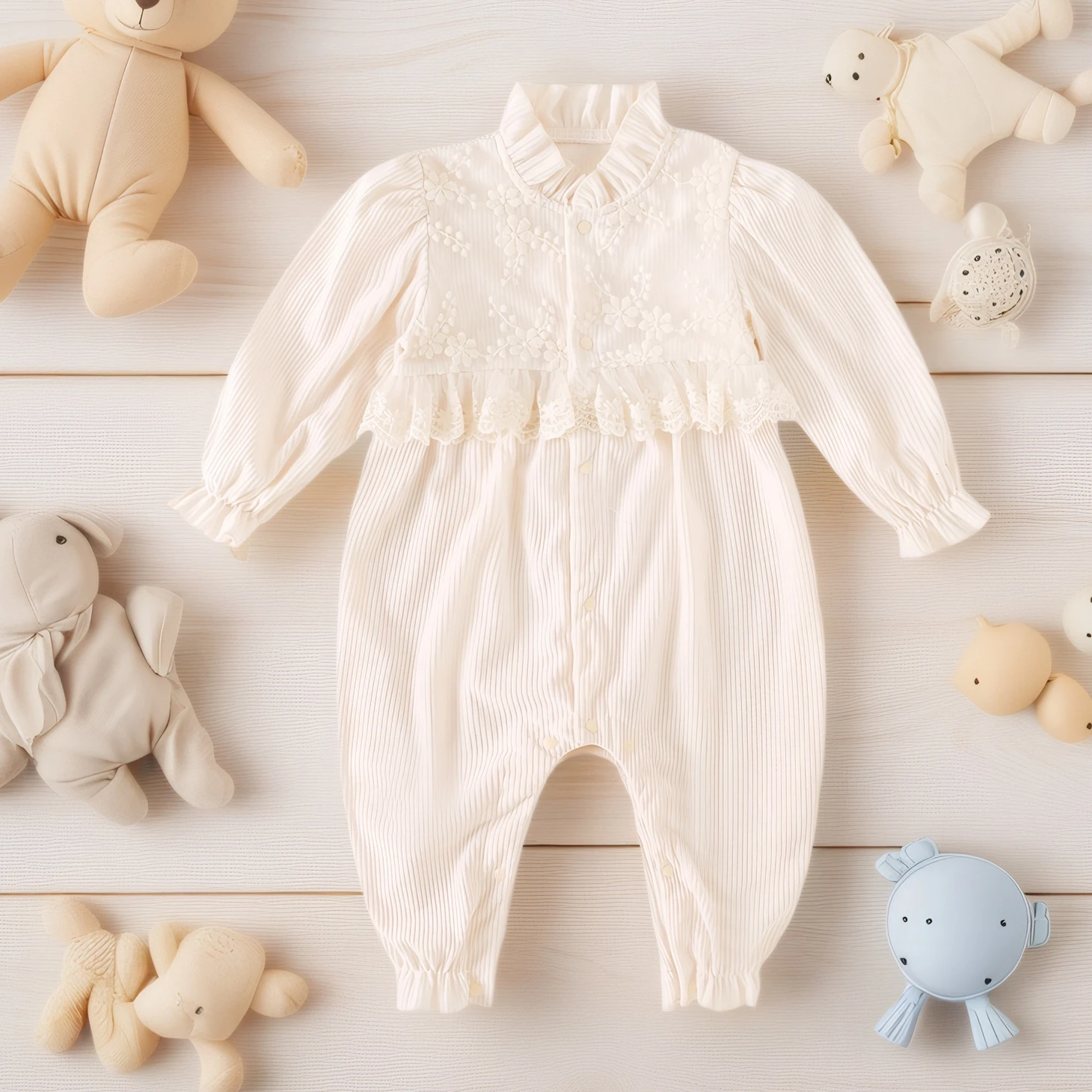 

Winter Long Sleeve Baby Girls Rompers Cute Lace Thickened Warm Toddlers Clothing
