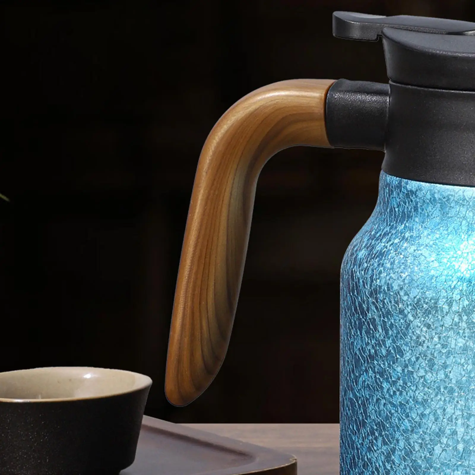Thermoskanne 1000ml Edelstahl Isolierkanne mit Teesieb Tragbare Kaffeekanne für Innen- und Außenbereich