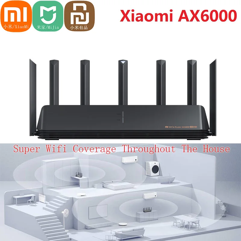 Xiaomi-repetidor de red de señal externa mijia AX6000 AIoT, enrutador 6000Mbs, WiFi6, VPN, 512MB, Qualcomm, CPU, amplificador de malla, Mi Home,