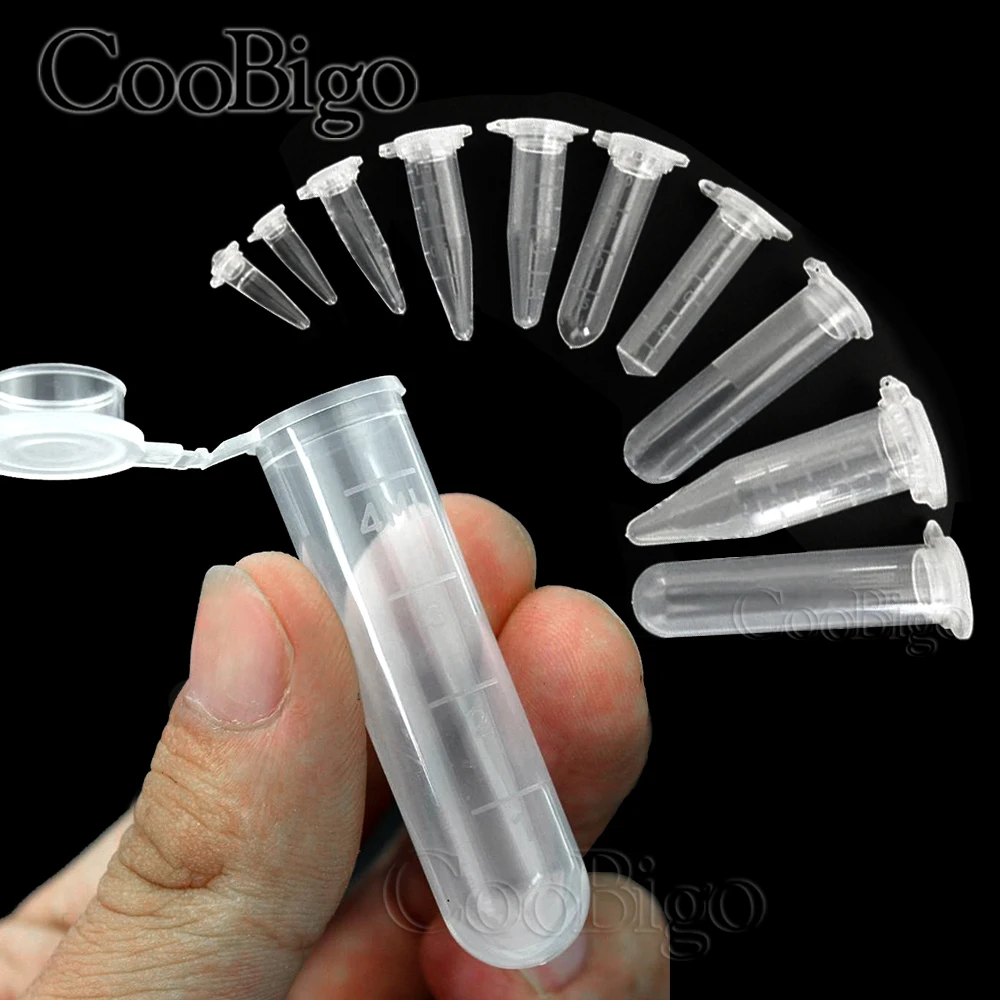 Botellas de plástico para almacenamiento de semillas de jardín, contenedor de tubo centrífugo con tapa, accesorios de prueba de laboratorio de ciencia transparente, 0,2-10ML