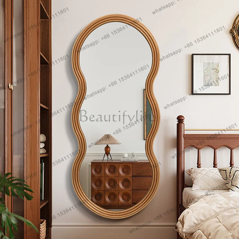 French retro frame art mirror irregular bedroom wall hanging floor mirror