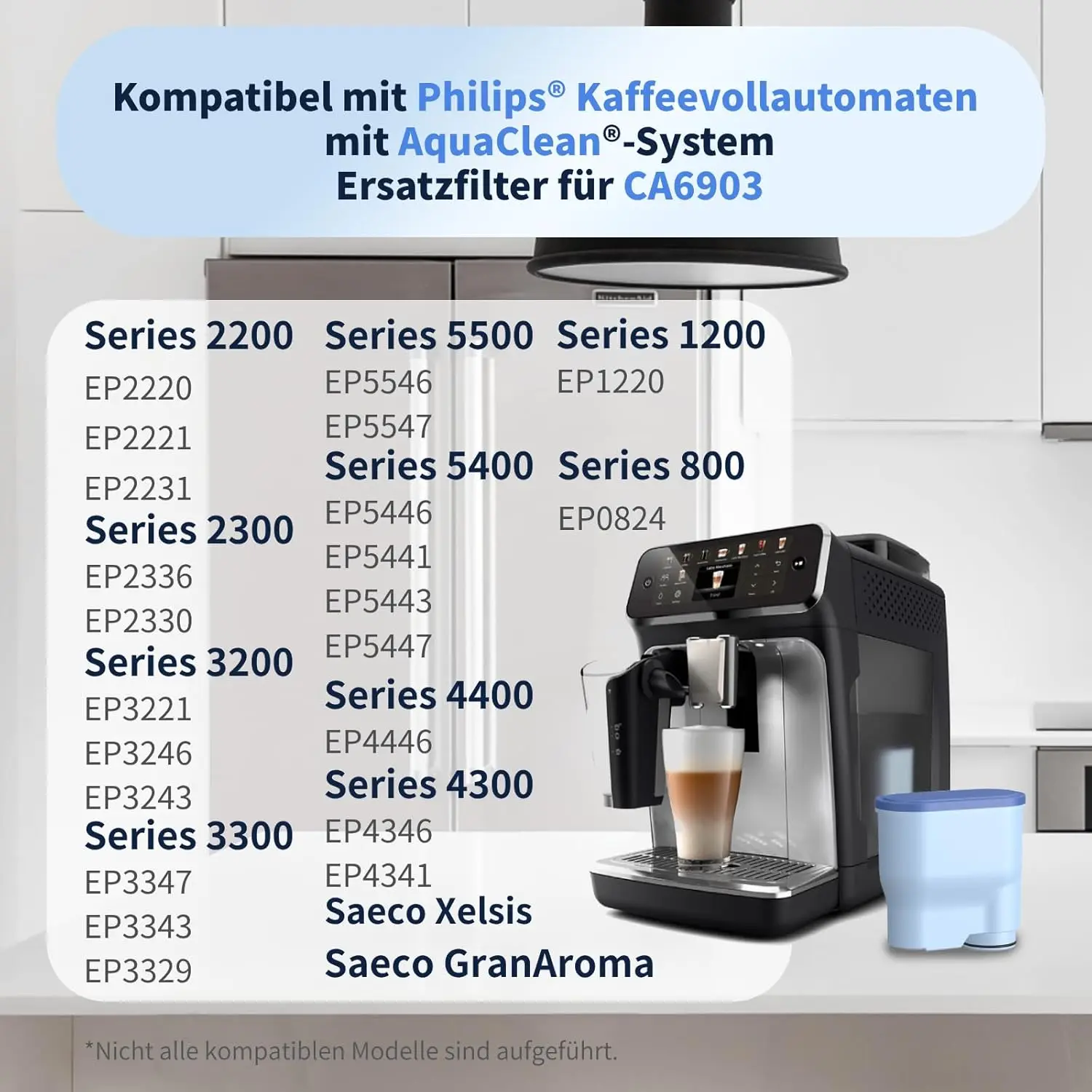 فلتر مياه لـ Philips AquaClean CA6903 متوافق مع ماكينة القهوة الأوتوماتيكية بالكامل من Saeco، فلتر مياه Aquaclean