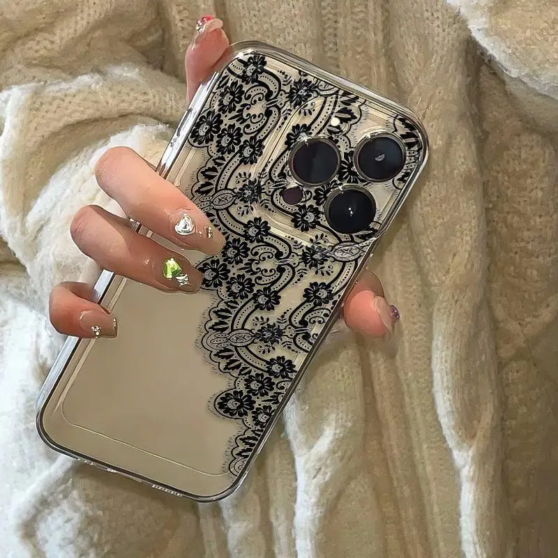 

Sexy Black Lace Phone Case For Samsung Galaxy S25 S23 S24 S22 Ultra Plus Shockproof Soft Cover For Galaxy S24+ S23+ S25+ Shell