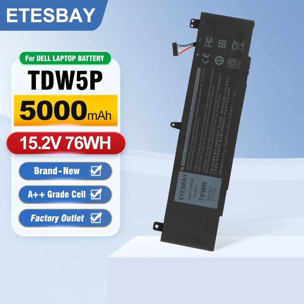 ETESBAY TDW5P V9XD7 Laptop Battery Compatible For Dell Alienware 13 R3 ALW13C ALW13C-D1738 Series 4RRR3 04RRR3 JFWX7 0JFWX7