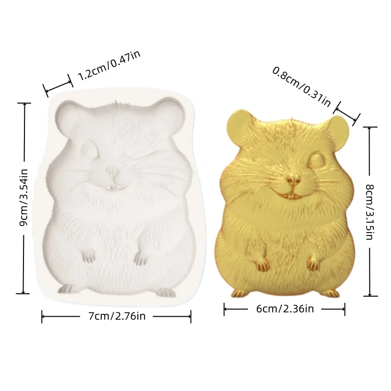 Hamster Squinting Eyes and Showing Teeth Playful Design Mold, Silicone Mold for Making Chocolate Desserts
