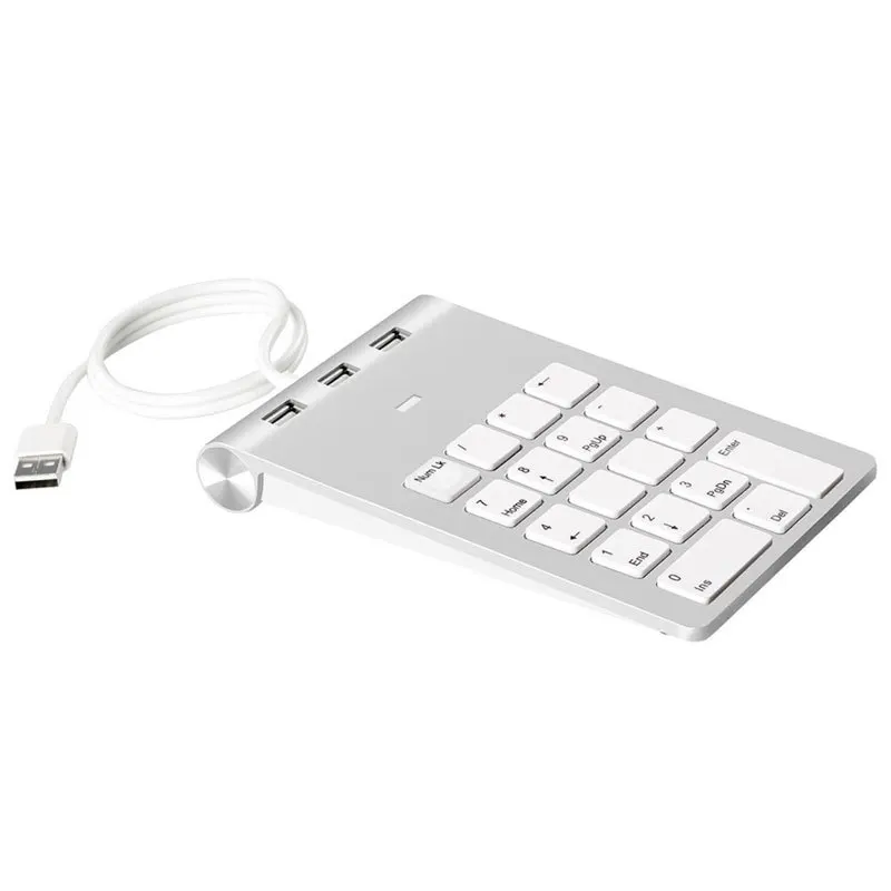 Teclado Numérico Multifuncional, MiniKeypad Universal, Computador com Fio, 3 USB 2.0 Port HUB, Adequado para Financeiro Q-A Caixa Caixa