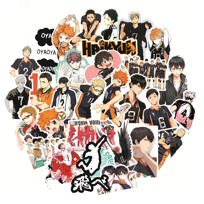 50/30/10PCS Shoyo Hinata Tobio Kageyama Kei Tsukishima Kotaro Popular Anime Waterproof Graffiti Cup Luggage Notebook Stickers