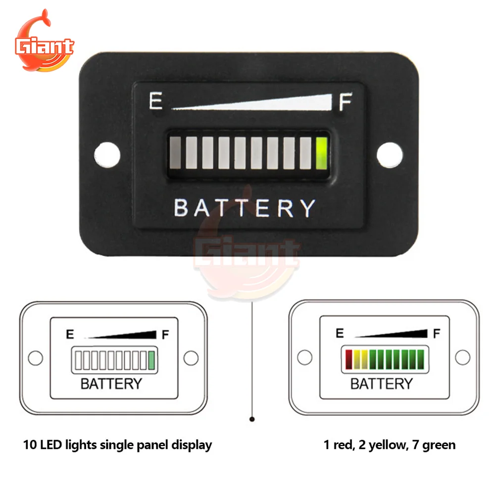 DC 12V/24V/36V/48V wskaźnik naładowania baterii miernik poziomu baterii LED wodoodporny miernik Alarm z ekranem Tester baterii niski poziom