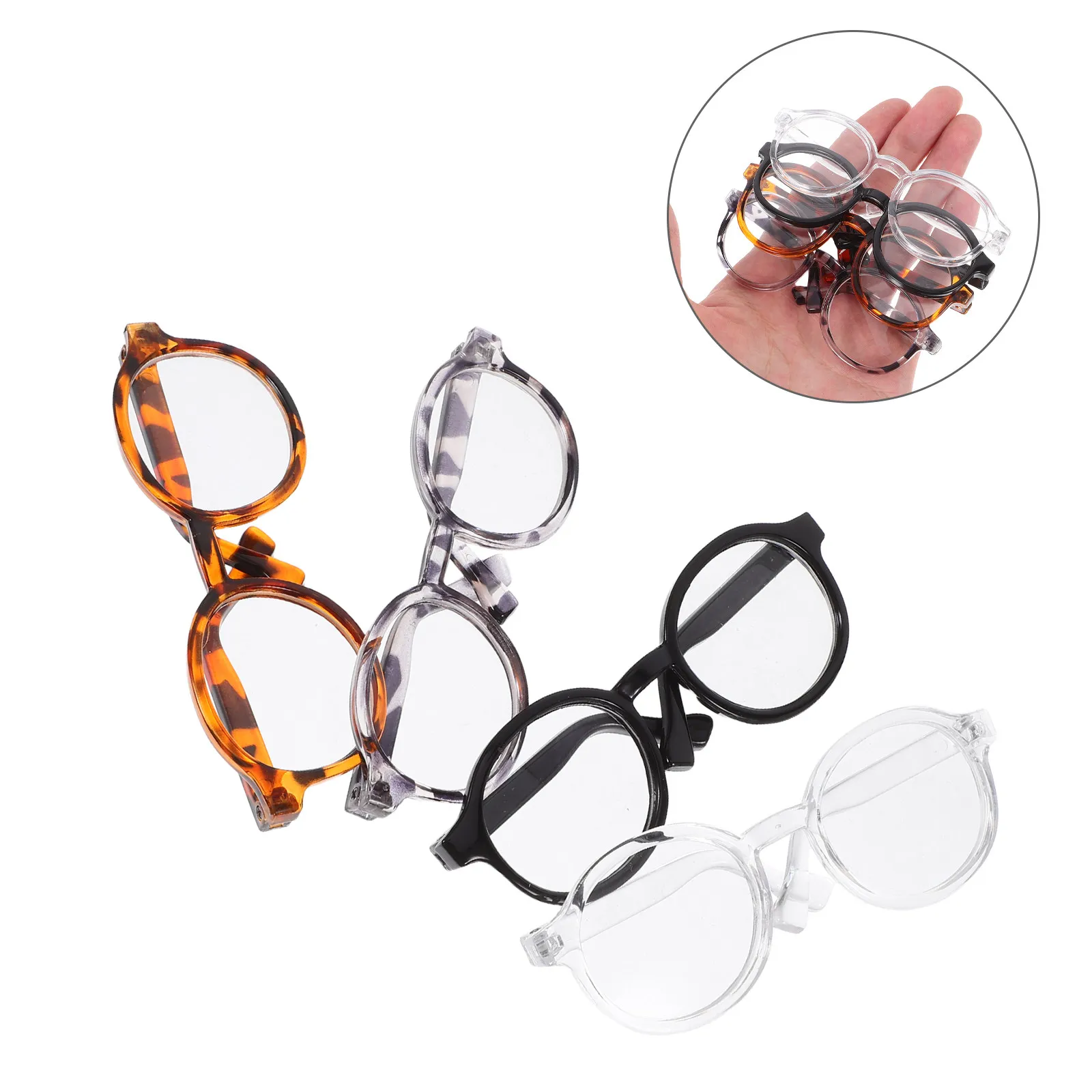 

4Pcs Mini Plastic Sunglasses Eyeglass Cute Dress Up Cosplay Party Accessories Miniature Glasses for Mini Sunglasses