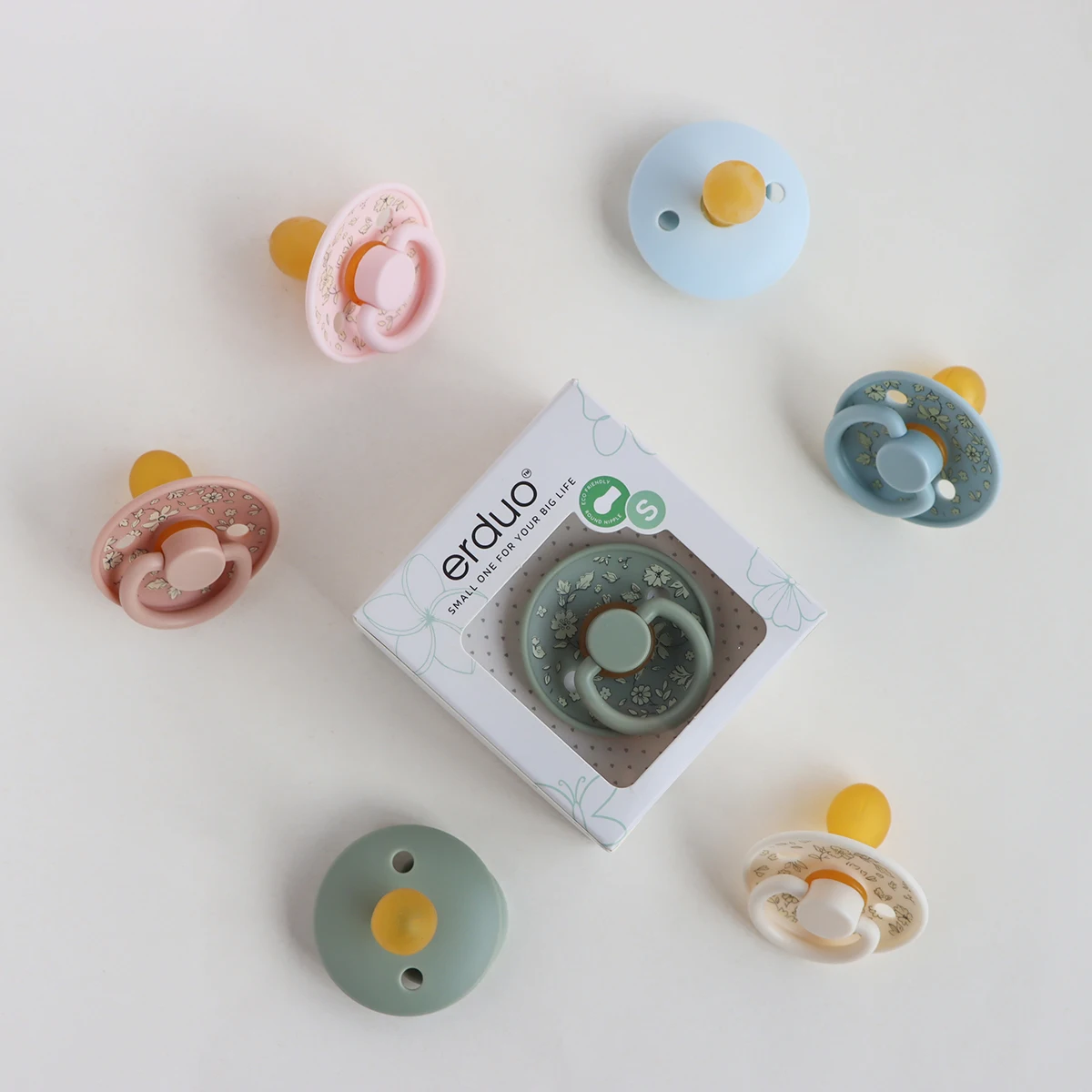 Erduo الأزهار الوليد الرضع رعاية الطفل دش هدية اللاتكس المطاط مص الحلمة مصاصة الأطفال مهديء الدمية اللهايات للطفل 0