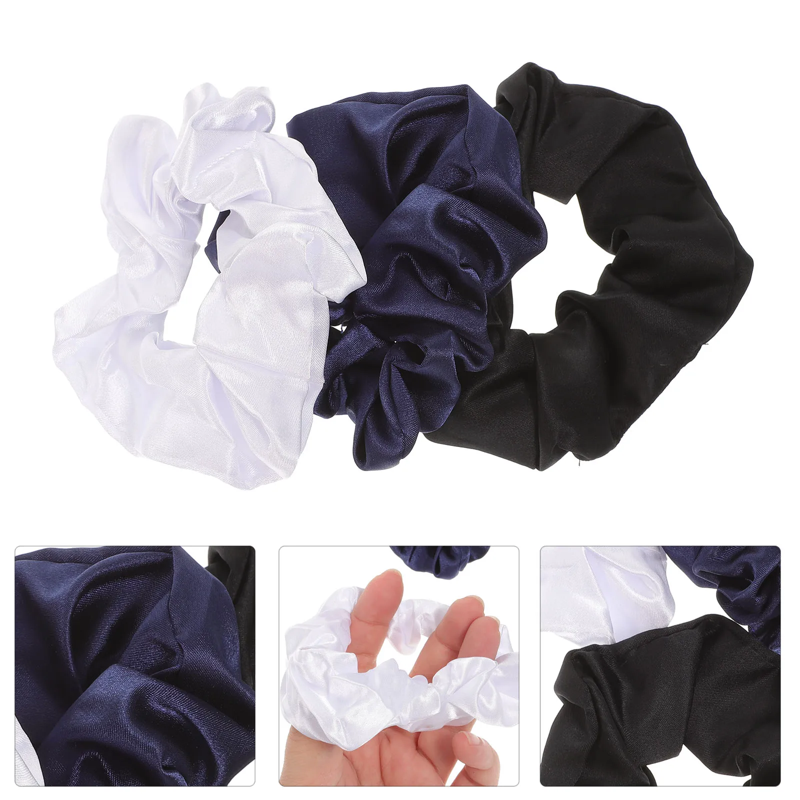 

3pcs Scrunchies Silk Spandex Elastic Ties for Women Girls Large Intestine Hair Accessories Party Prom School Use Newborn