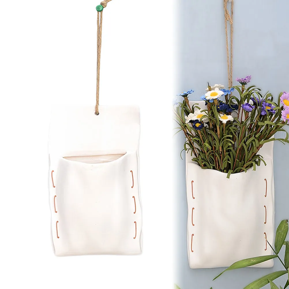 

Wall-Mounted Ceramic Flower Pot Small Size Creative Indoor Hanging Planter for Hydroponic Plants Dried Flowers Simulation