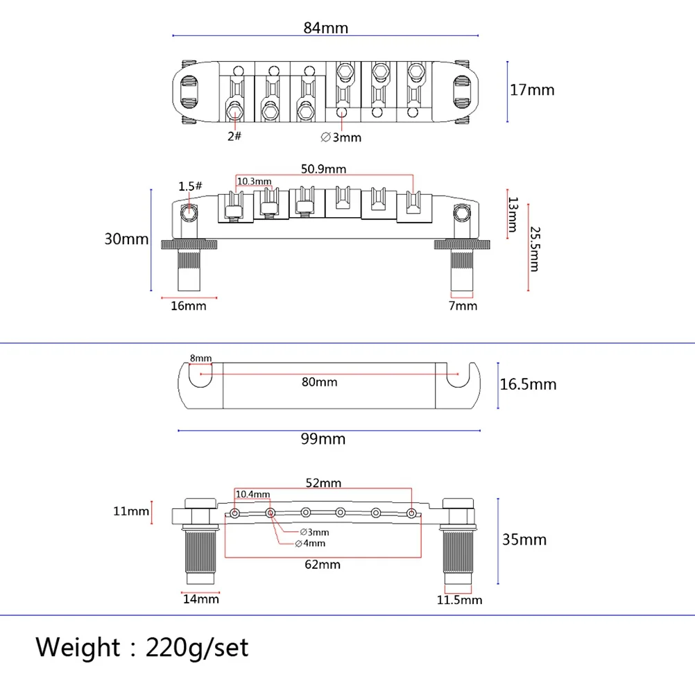 

Roller Saddle Bridge Tailpiece Kit For Electric Guitar Chrome Plated Die-Cast Bridge With Studs