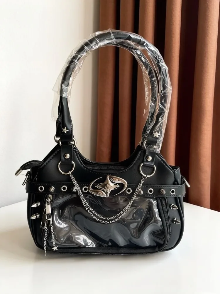 

Готическая сумка через плечо из искусственной кожи с заклепками, цепочками и элементами в стиле панк для женщин