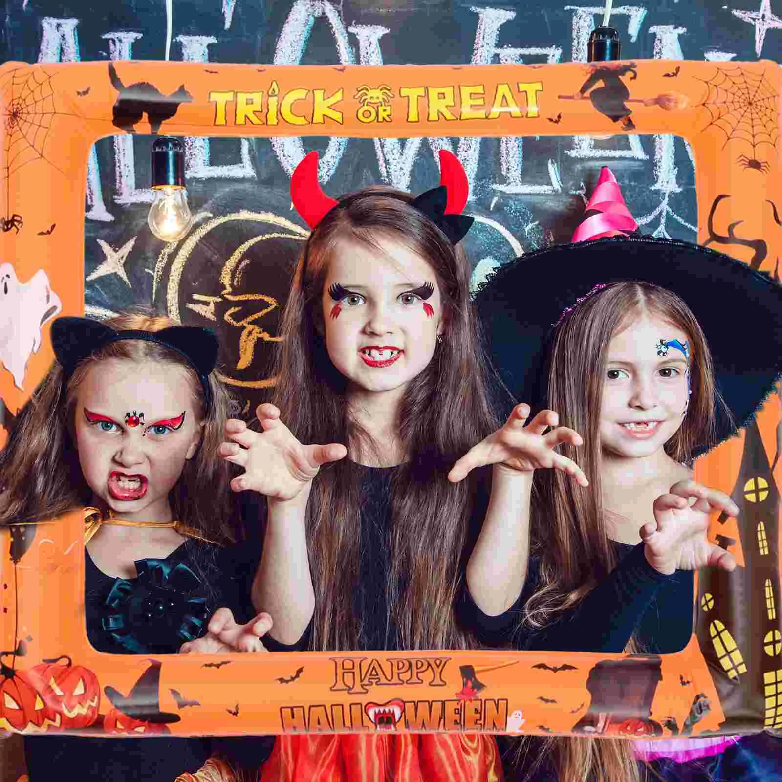 Halloween Inflatable Photo Frame Photobooth Props Blow up Selfie Plastic Party Baby