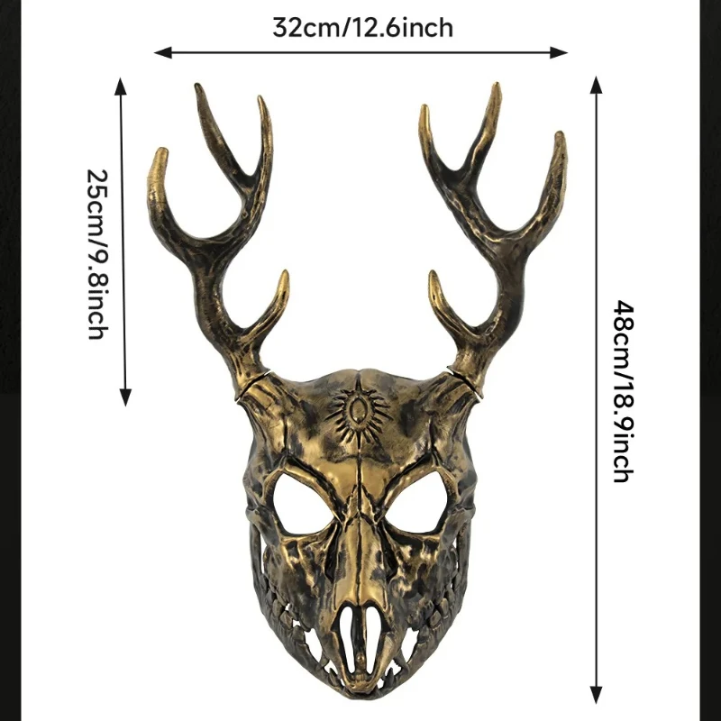 Antlers Masks Cosplay Animal Bighorn Sheep Mule Deer Bone Antler Halloween Party Helmet Scary Stranger Masks Masquerade Props