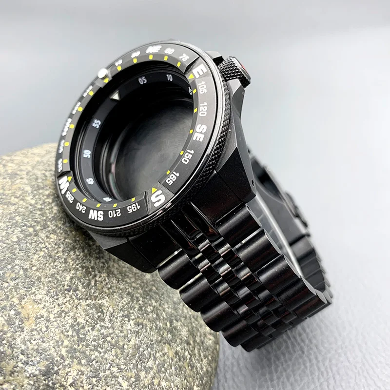 Conjunto de carcasa y pulsera de reloj Black King Samurai SRPE para hombre, 44mm, compatible con NH34, NH35, NH36, 4R, 7S, Kit de Correa y estuche de reloj de buceo