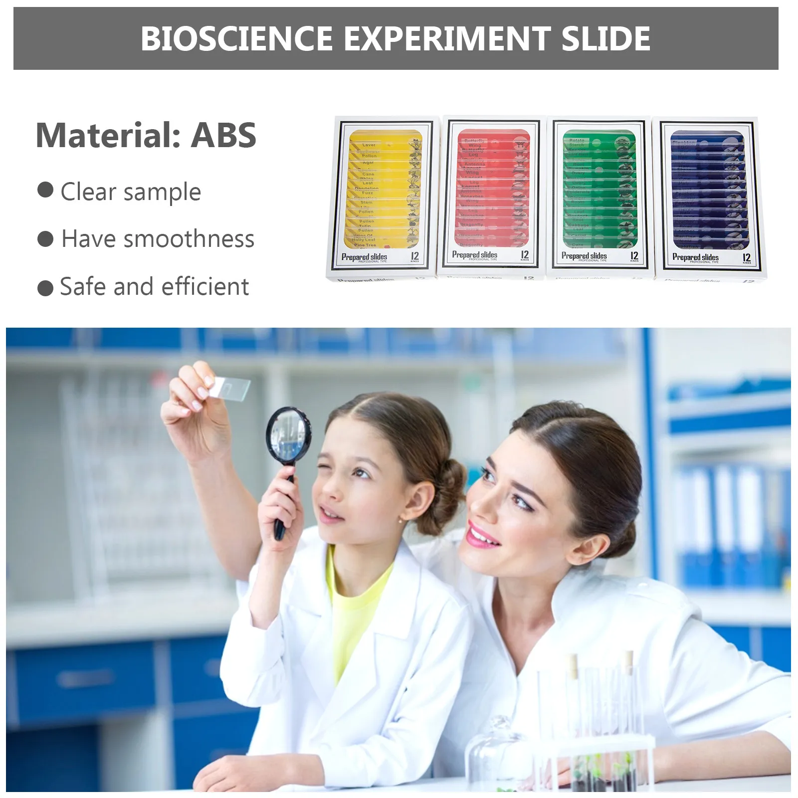 48pcs Prepared Microscope Slides Children's Science Education Microscope Slides For Animal Optical School Students