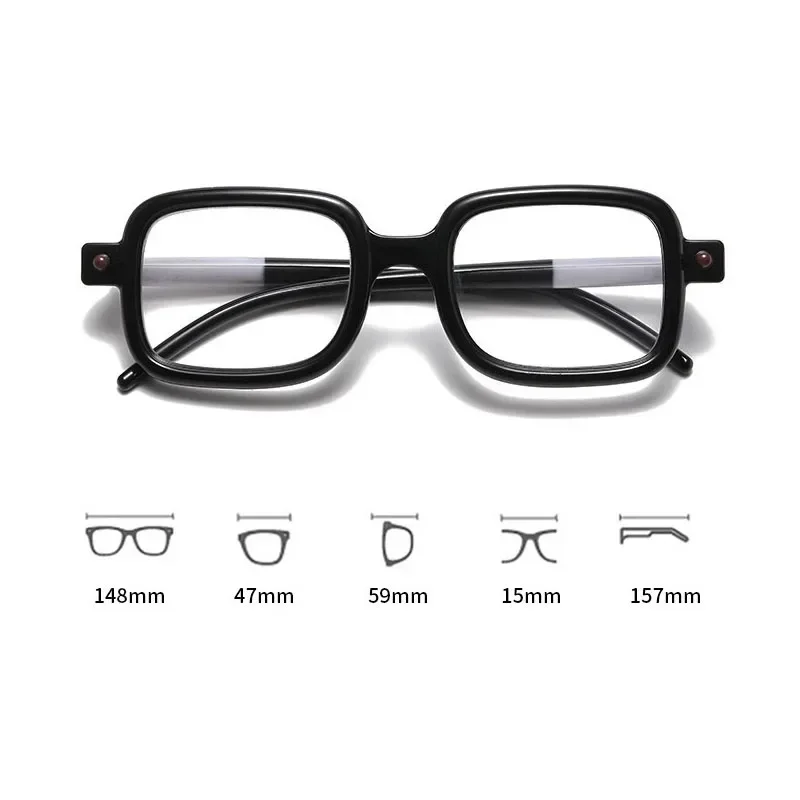 Middle Aged Reading Eyewear Anti Blue Light Retro Glasses Frame Trend Large Square Personalized Far Sight Eyeglasses To +4.0