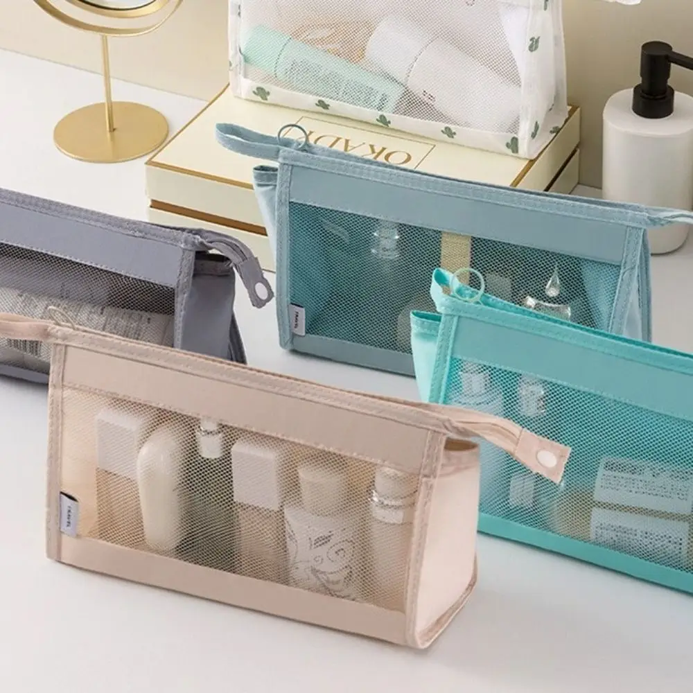 Handheld Case Hanging Travel Cosmetic Bag Portable Foldable Shower Storage Pouch Visible Multifunctional Toiletry Bag Beauty