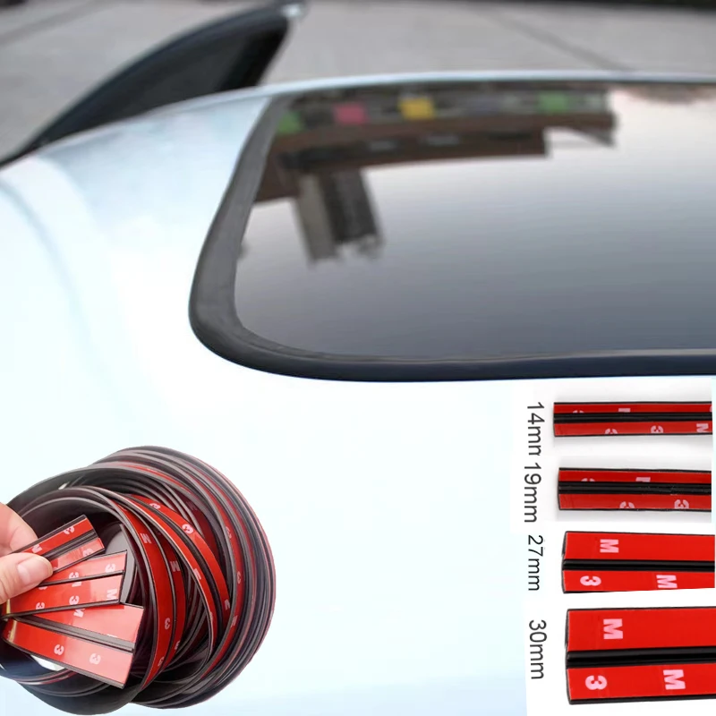 Rubber Car Door Edge Sealing Strip 2/4/8M*14/19/30mm Auto Roof Windshield Sealant Protector Window Seal Sound Insulation Sticker