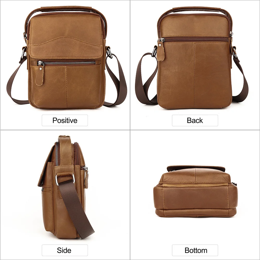 Genuine Leather Men Small Messenger Bags for 7.9