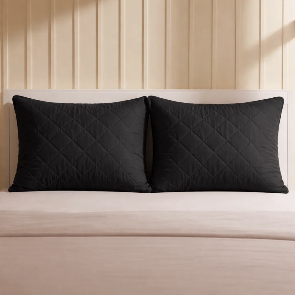 

Northern Style Waterproof Pillowcase Machine Washable Quilted Design Pillow Cover Solid Color Anti Stain Pillow Protector