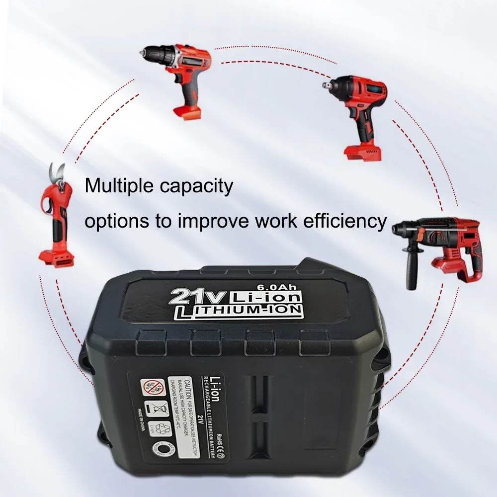 21V series electric tools, chainsaw, impact wrench, angle grinder 21V 3AH6AH9AH rechargeable lithium-ion battery for Makita 18V