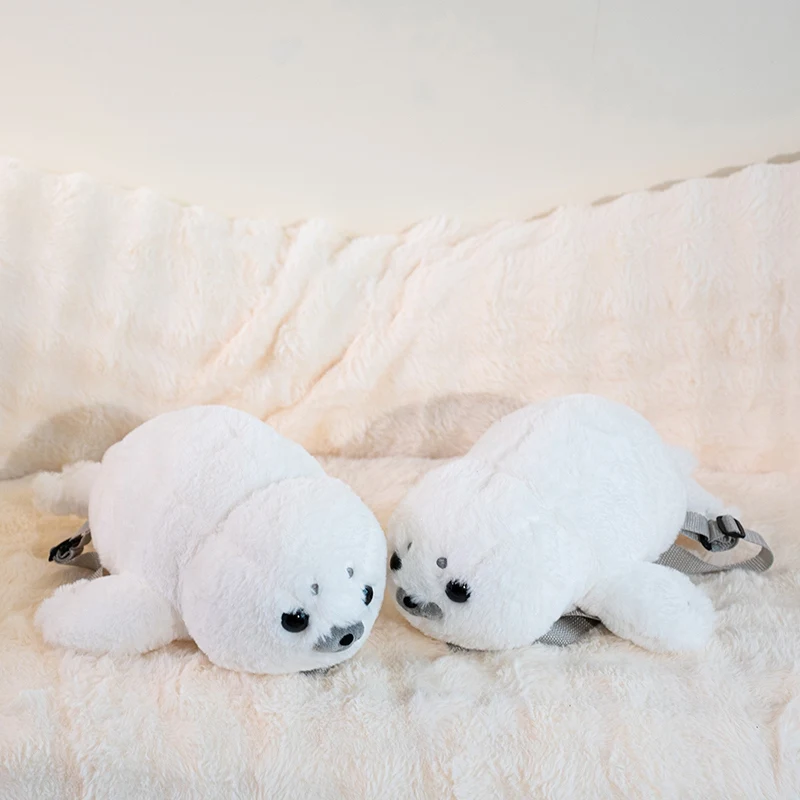 Seal Plush Backpack Kawaii Fashion Plushie Doll Fur Bag Children\'s Bag Shoulder Bag Mini Knapsack Bags Gifts For Girlfriend