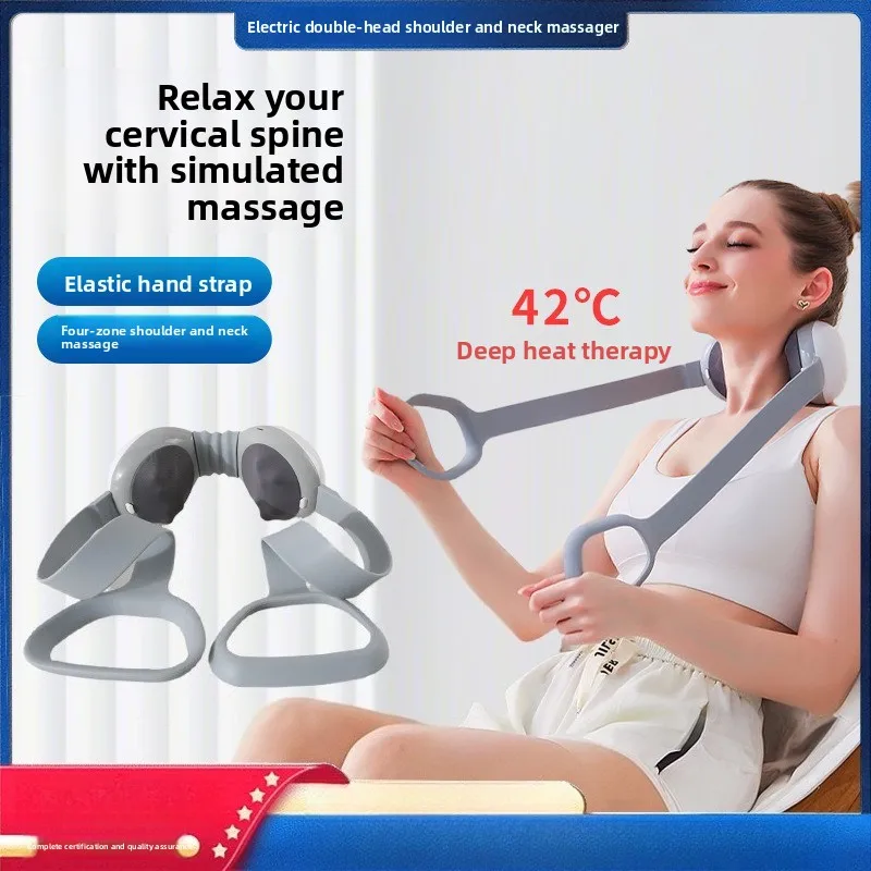 جهاز تدليك الرقبة 4 في 1 بالحرارة، شياتسو محمول للكتف وآلام شبه منحرف، قابل لإعادة الشحن للاستخدام المنزلي/المكتب