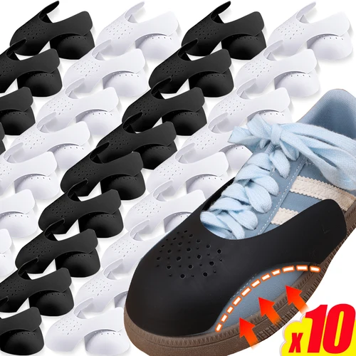 10 Uds Protector de arrugas ensanchador de cabeza de zapato blanco negro transpirable antiarrugas arrugado soporte de zapato protección de camillas