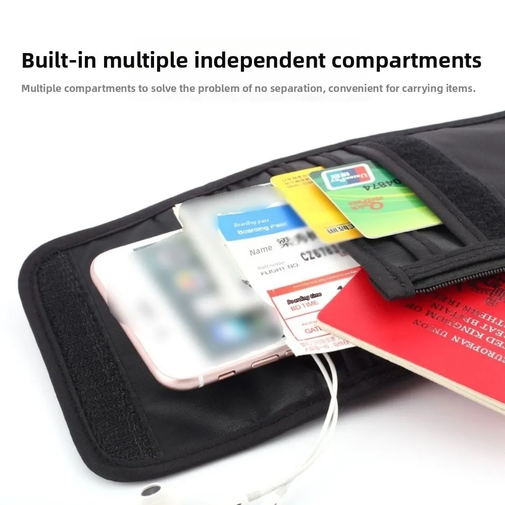 حقيبة بطاقات مستندات السفر المضادة للسرقة، محفظة رقبة سفر من النايلون قابلة للتعديل، خفيفة الوزن ومقاومة للماء، حقيبة مستندات للرحلة الخارجية