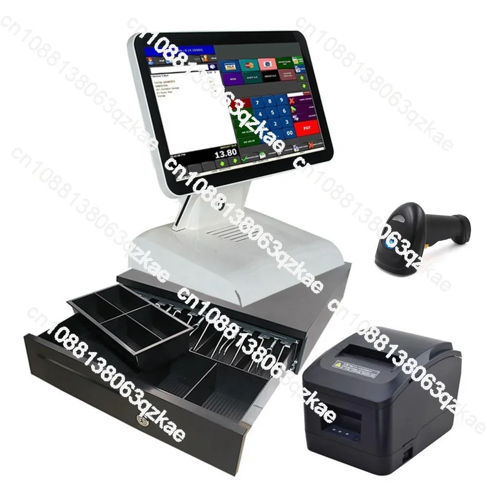 Full set of retail single screen point of sale supermarket pos system all in one machine cash register