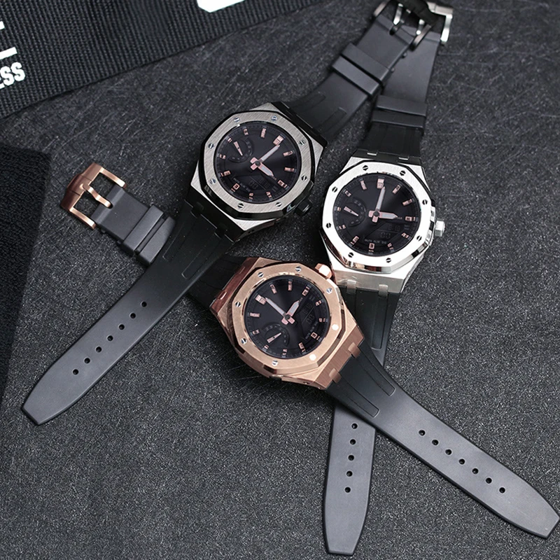 Upgraded Stainless Steel Case & Bezel Set for GMA-S2100 Watch | Metal Mod Kit with Shockproof Rubber Band | Custom Refit Tools