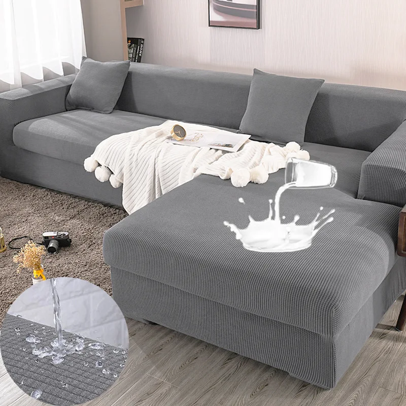 Waterproof Full Coverage Stretch Sofa Cover Home Solid Slipcover In Multiple Colors One To Four Seat Fit Ranges Cm