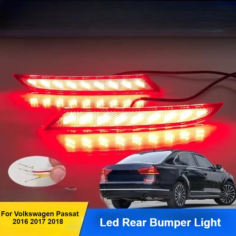 LIEI Car Led Rear Bumper Light Reflector Brake Flashing Light DRL Dymanic Turn Signal Fog Lamp for Volkswagen Passat 2016 2017 2