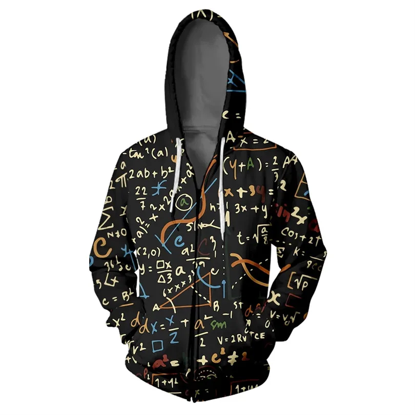 Sweats à capuche de formule scientifique d'impression 3D pour hommes et femmes, chemises de protection colorées, mathématiques drôles, chimie ICC, streetwear à capuche, PVD