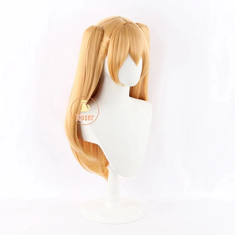 أنيمي 2.5 الأبعاد إغراء Lilysa Amano Liliel شعر مستعار تأثيري الأصفر مزدوجة ذيل حصان الشعر الطويل حفلة الهالوين للنساء الدعائم