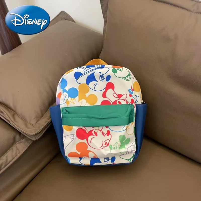 

Disney 2025 Новый зеленый рюкзак с Микки Маусом, модный высококачественный повседневный детский школьный рюкзак, студенческий рюкзак большой вместимости