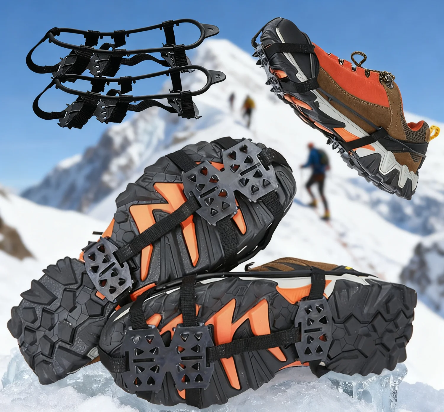 

24 Teeth Mountaineering Cleats Anti-Slip Bundled Crampons Unisex Climbing Shoe Spikes Walking Hiking Accessories