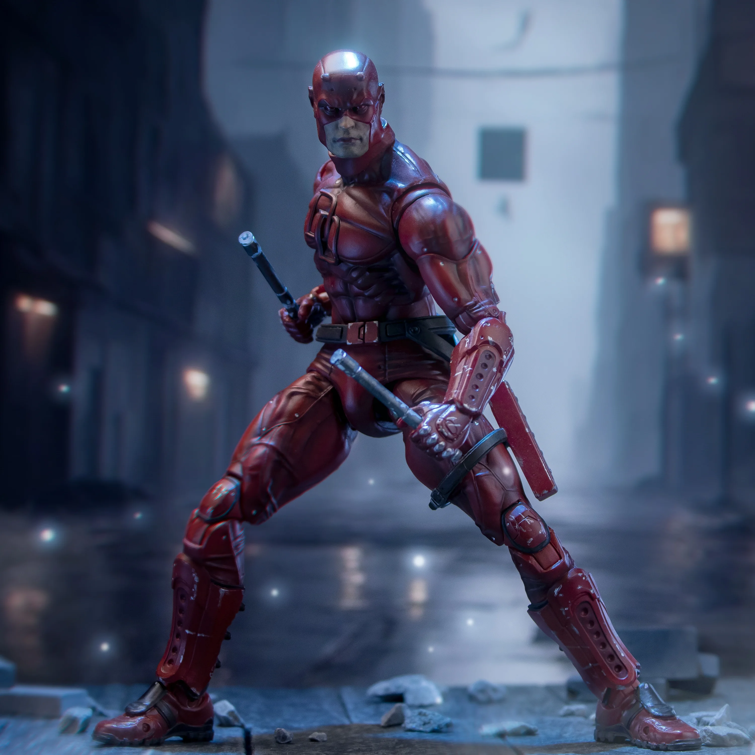 متوفر في المخزون - شخصية FlefToys Marvel Daredevil Classic Red Shadowland Reborn Black مقاس 8 بوصات Devil Defenders Matt Murdock Legends #1