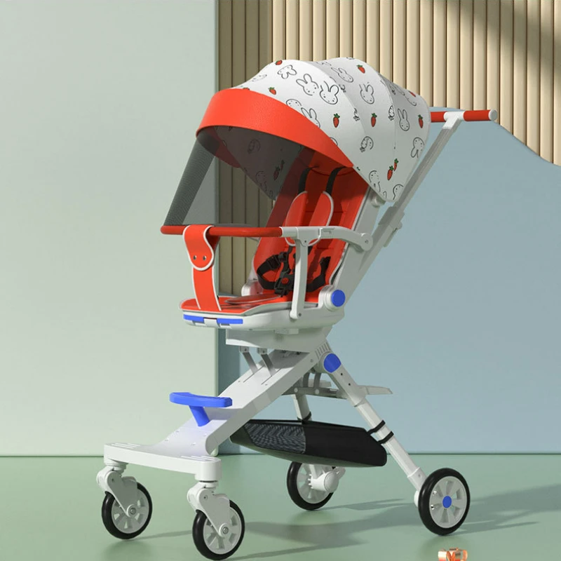 Portable High Landscape Baby Stroller Can Sit and Lie Down One Button Folding Strollers Aluminum Alloy Frame Baby Car